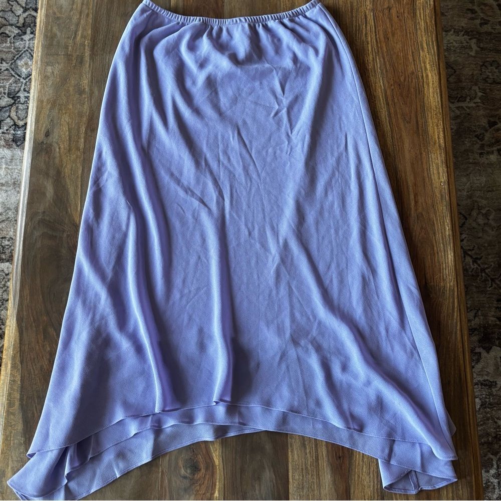Light Purple Midi Skirt with Asymmetrical Handkerchief Hemline, Size 12